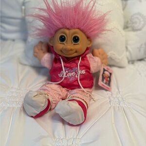Russ Troll Kidz I LOVE YOU Plush Doll Pink Hair Hoodie & Shorts NEW